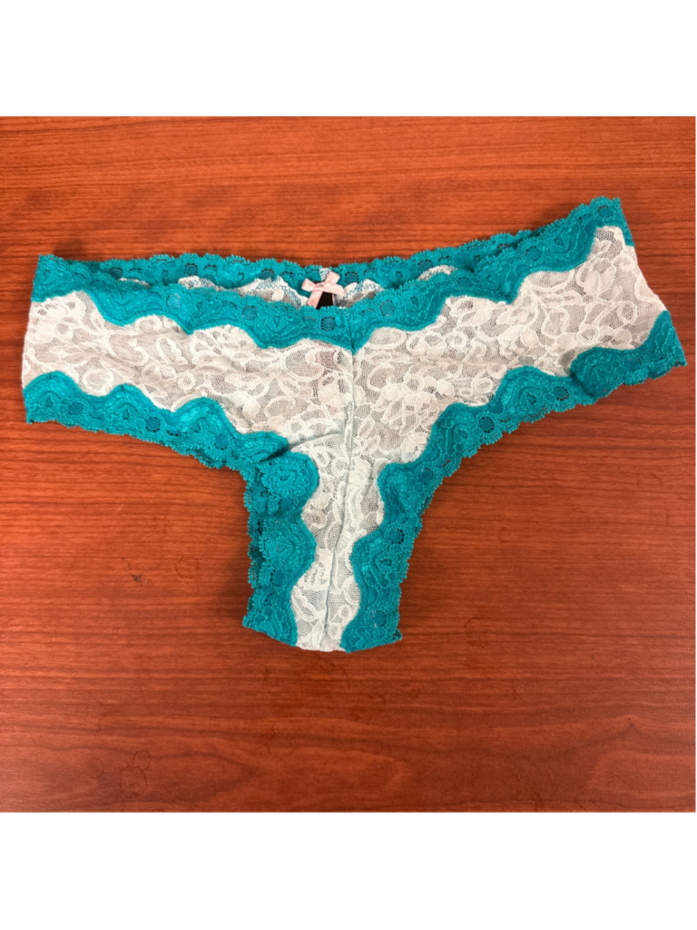 Women's Sexy Little Things Lace Cheeky Panties Blue White Size M